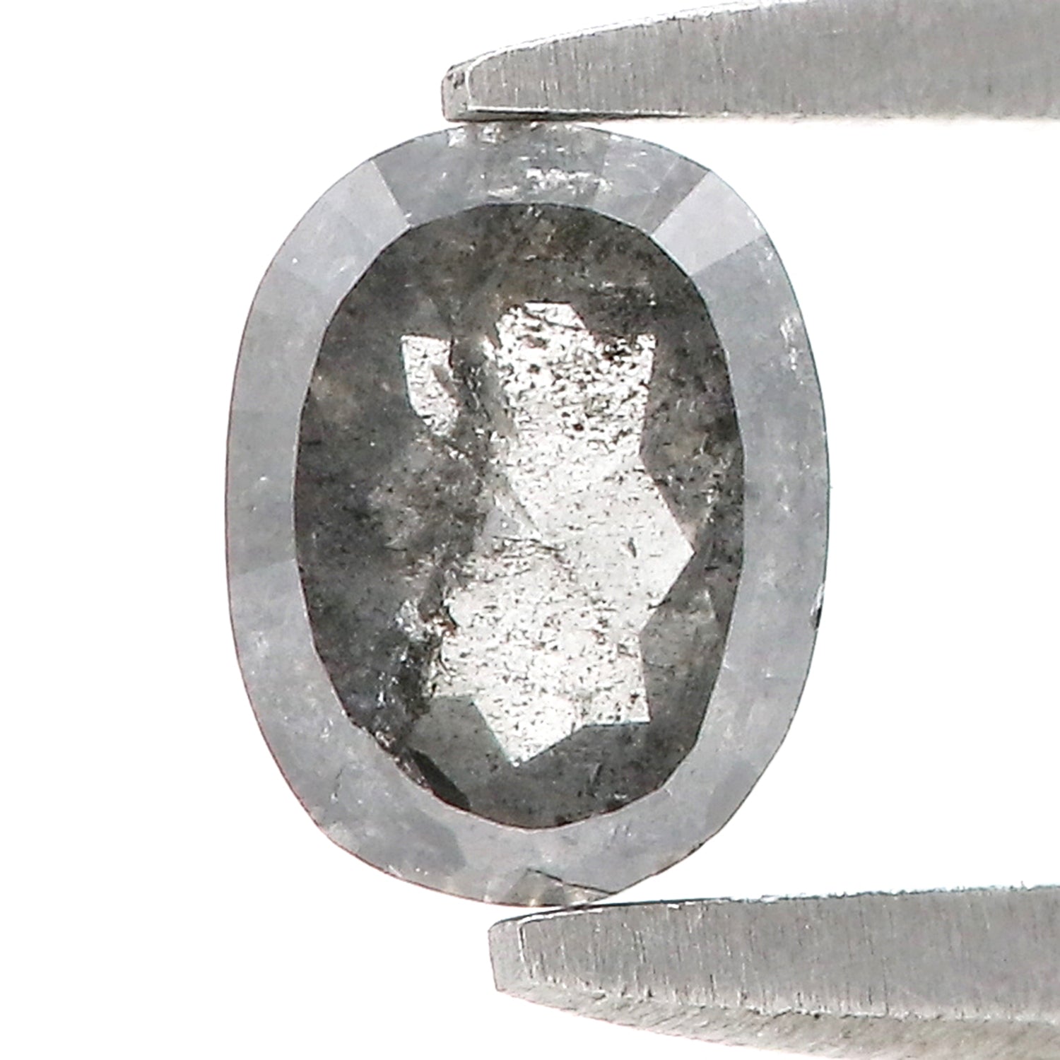 0.55 Ct Natural Loose Oval Shape Diamond Salt And Pepper Oval Diamond 5.45 MM Natural Diamond Black Grey Color Oval Rose Cut Diamond LQ2341