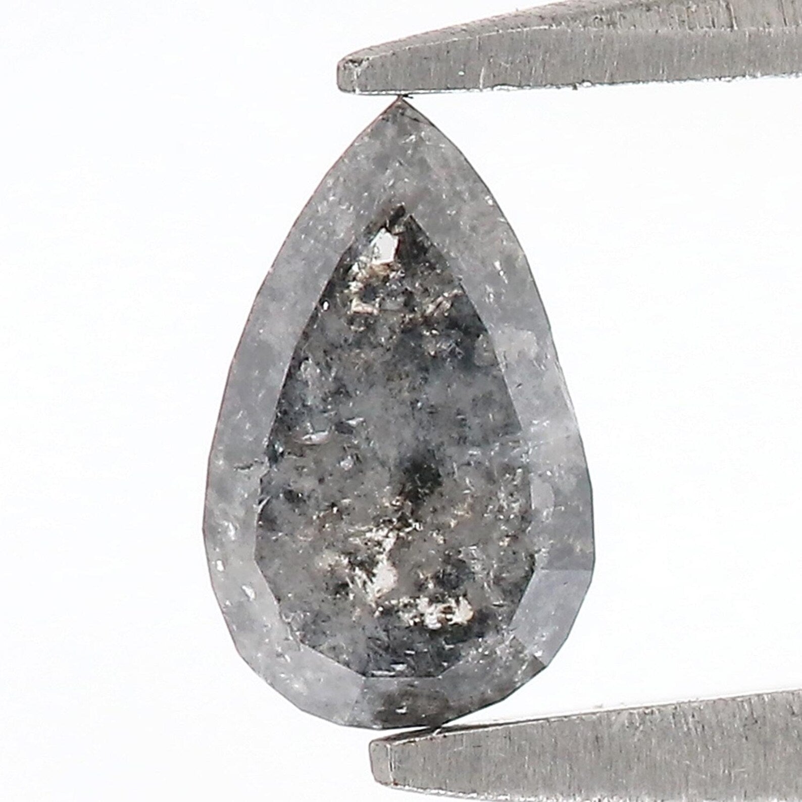 0.58 CT Natural Loose Pear Shape Diamond Salt And Pepper Pear Diamond 7.05 MM Natural Loose Black Grey Color Pear Rose Cut Diamond N9259