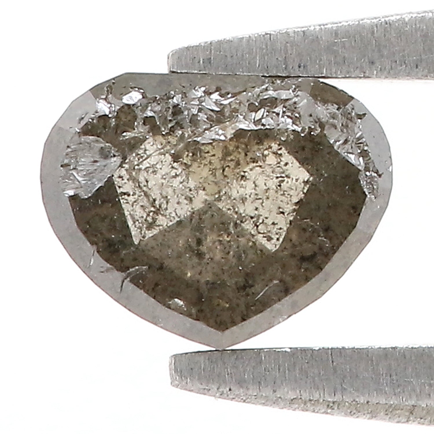 0.60 Ct Natural Loose Heart Shape Diamond Salt And Pepper Diamond 4.45 MM Natural Diamond Black Grey Color Heart Rose Cut Diamond QL6552
