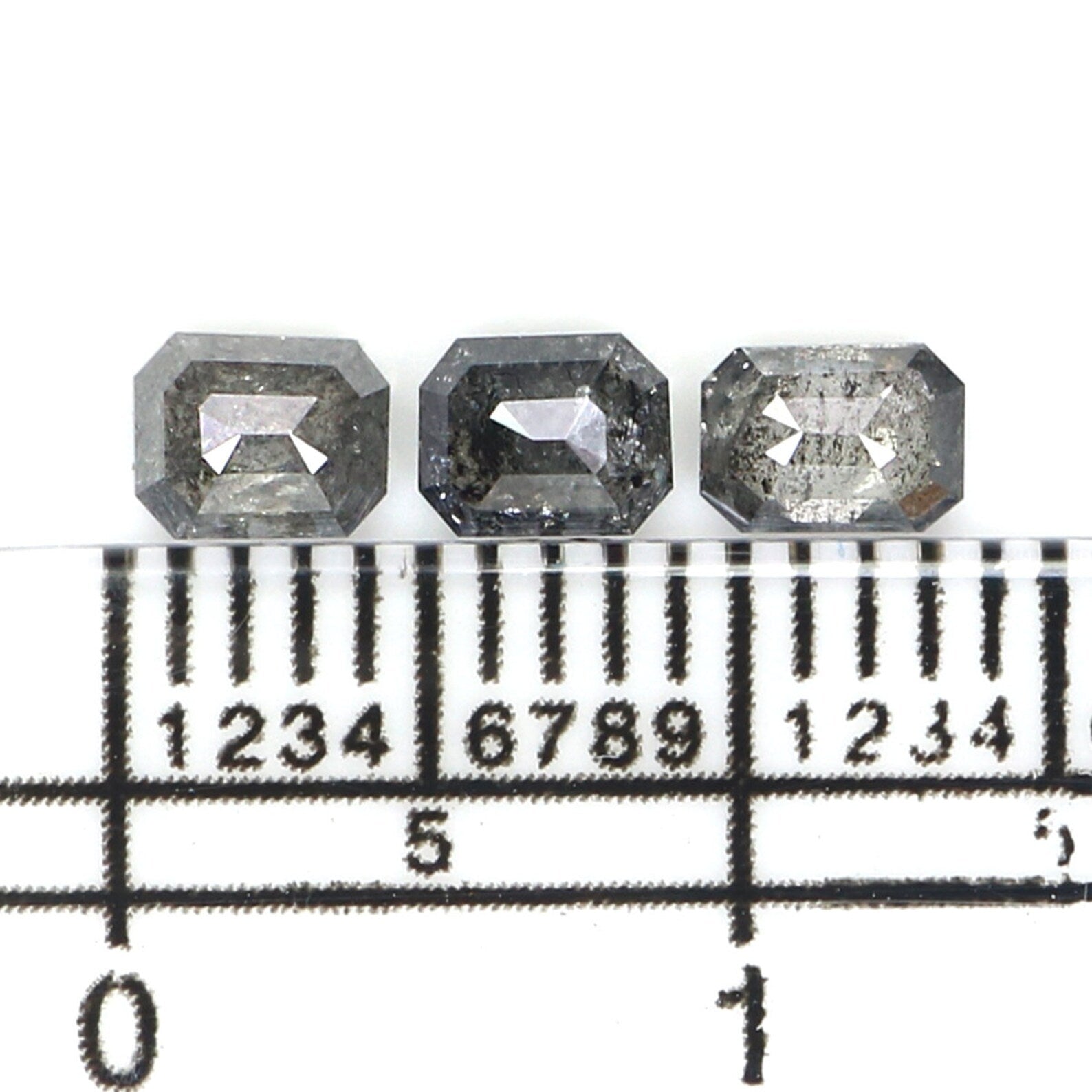 Natural Loose Emerald Salt And Pepper Diamond Black Grey Color 0.80 CT 4.08 MM Emerald Shape Rose Cut Diamond KDN2160