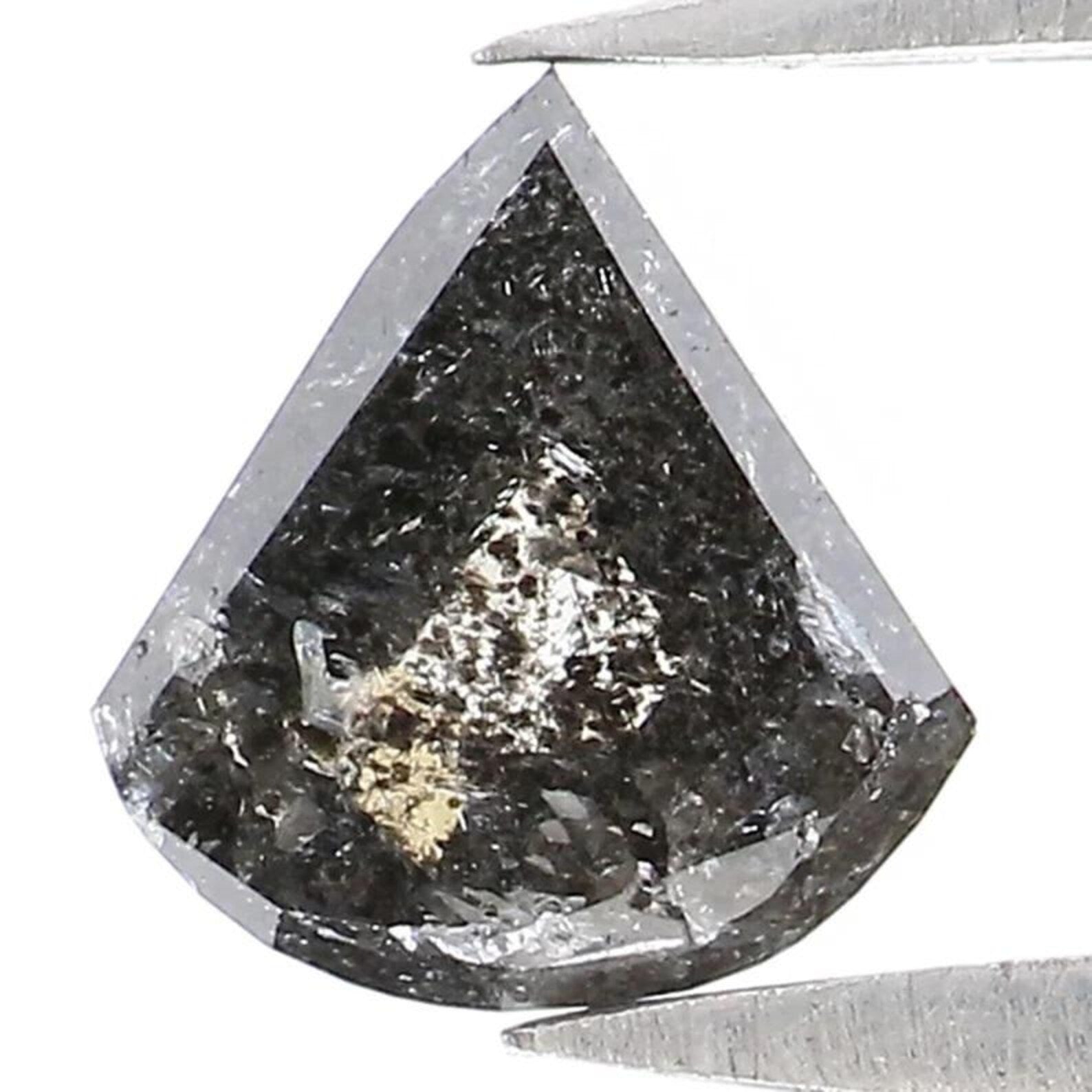 0.55 CT Natural Loose Shield Shape Diamond Salt And Pepper Shield Diamond 6.10 MM Natural Black Grey Color Shield Rose Cut Diamond NQ9984