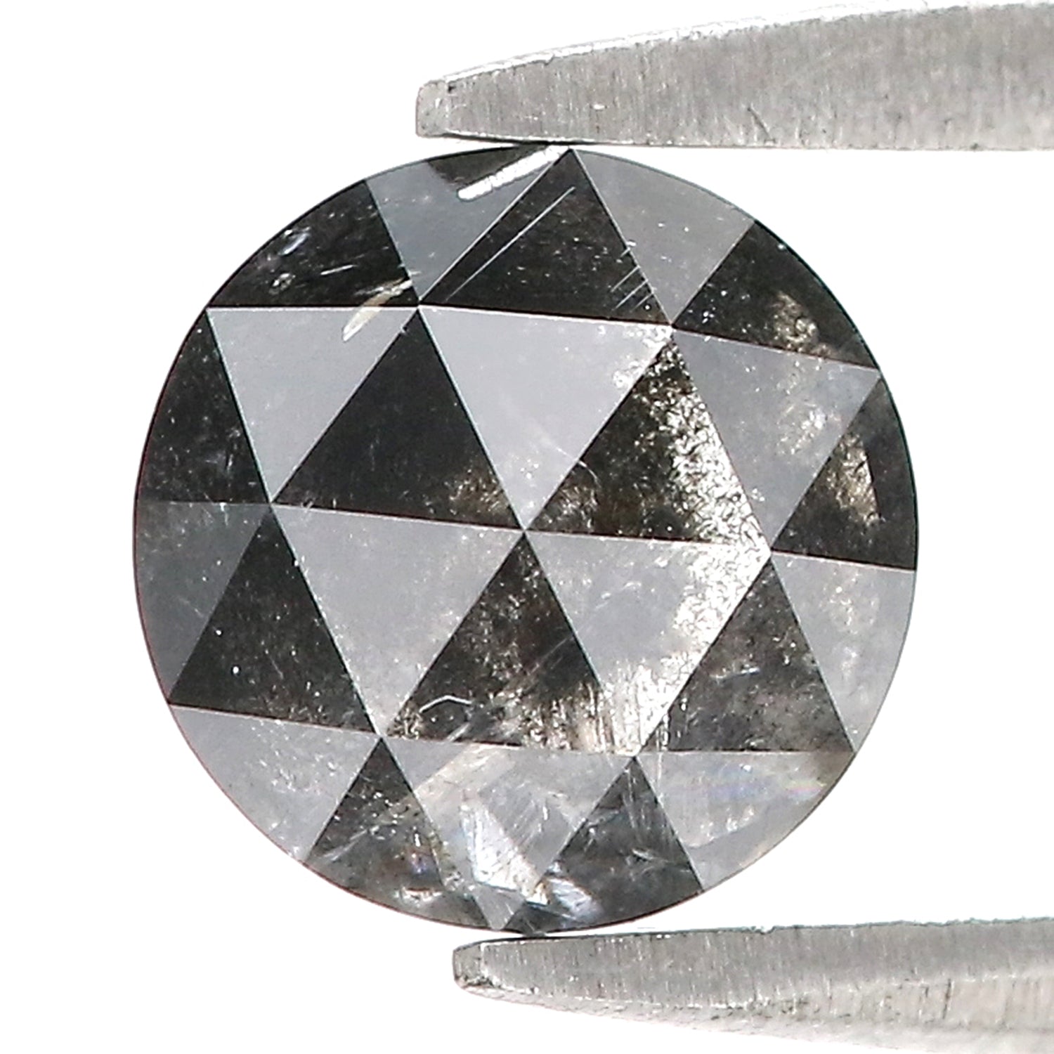1.26 Ct Natural Loose Round Rose Cut Diamond Salt And Pepper Round Shape Diamond 6.70 MM Natural Black Grey Round Rose Cut Diamond LQ278