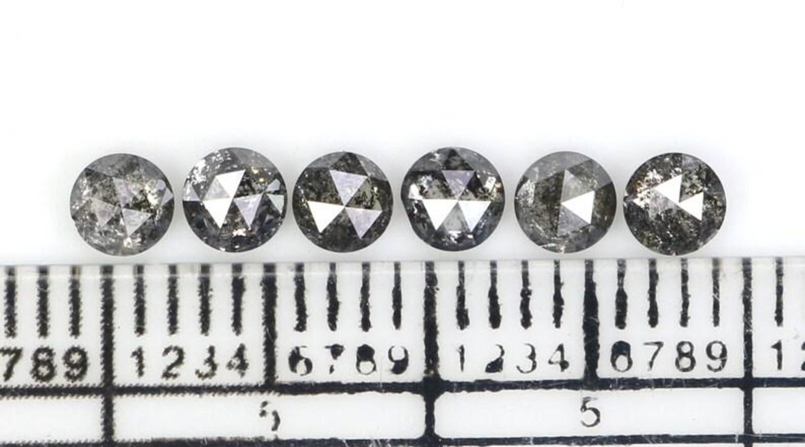 1.02 Ct Natural Loose Round Rose Cut Diamond Salt And Pepper Round Diamond 3.30 MM Natural Black Grey Color Round Rose Cut Diamond NQ2311