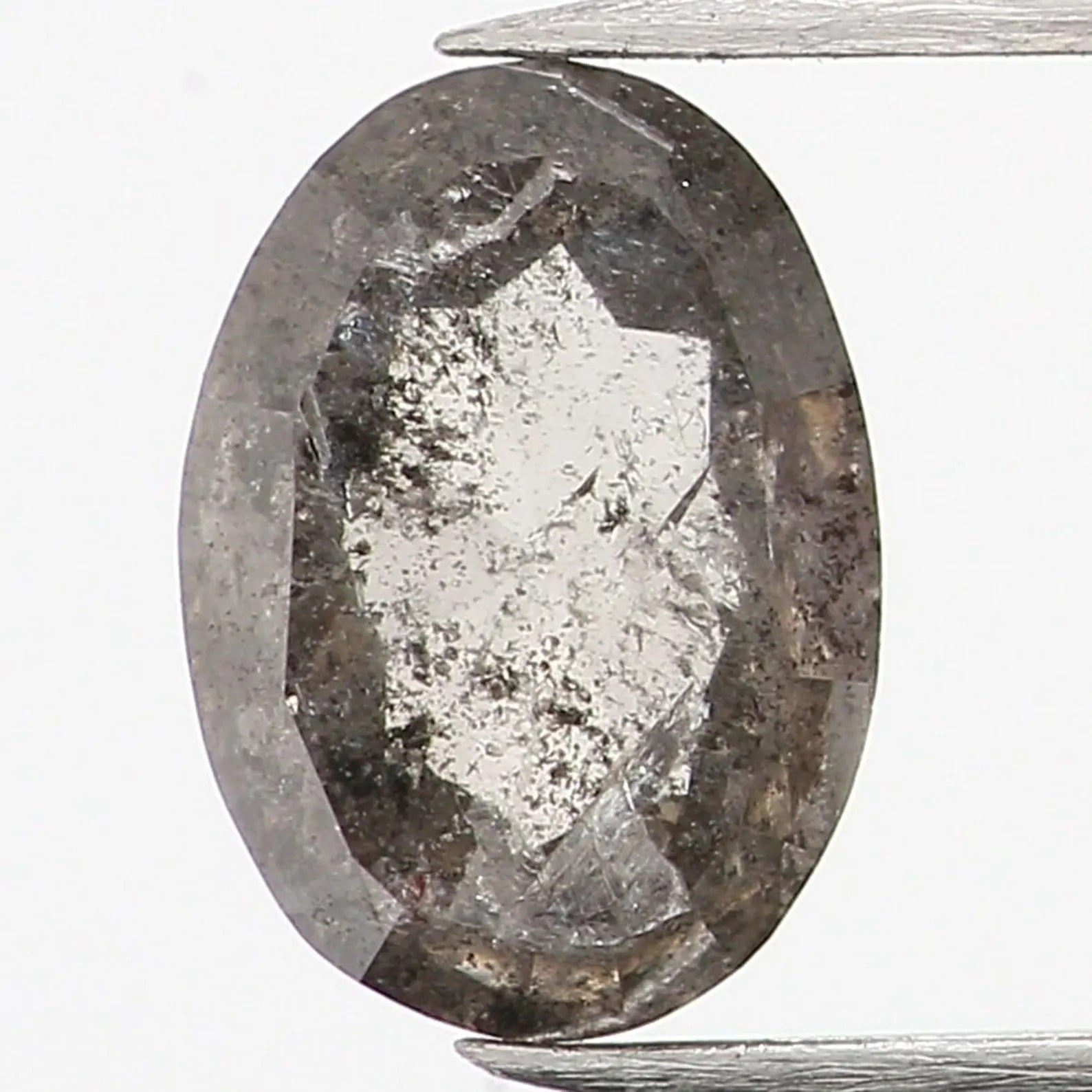 0.47 CT Natural Loose Oval Shape Diamond Salt And Pepper Oval Diamond 5.50 MM Natural Loose Black Grey Color Oval Rose Cut Diamond NQ1132