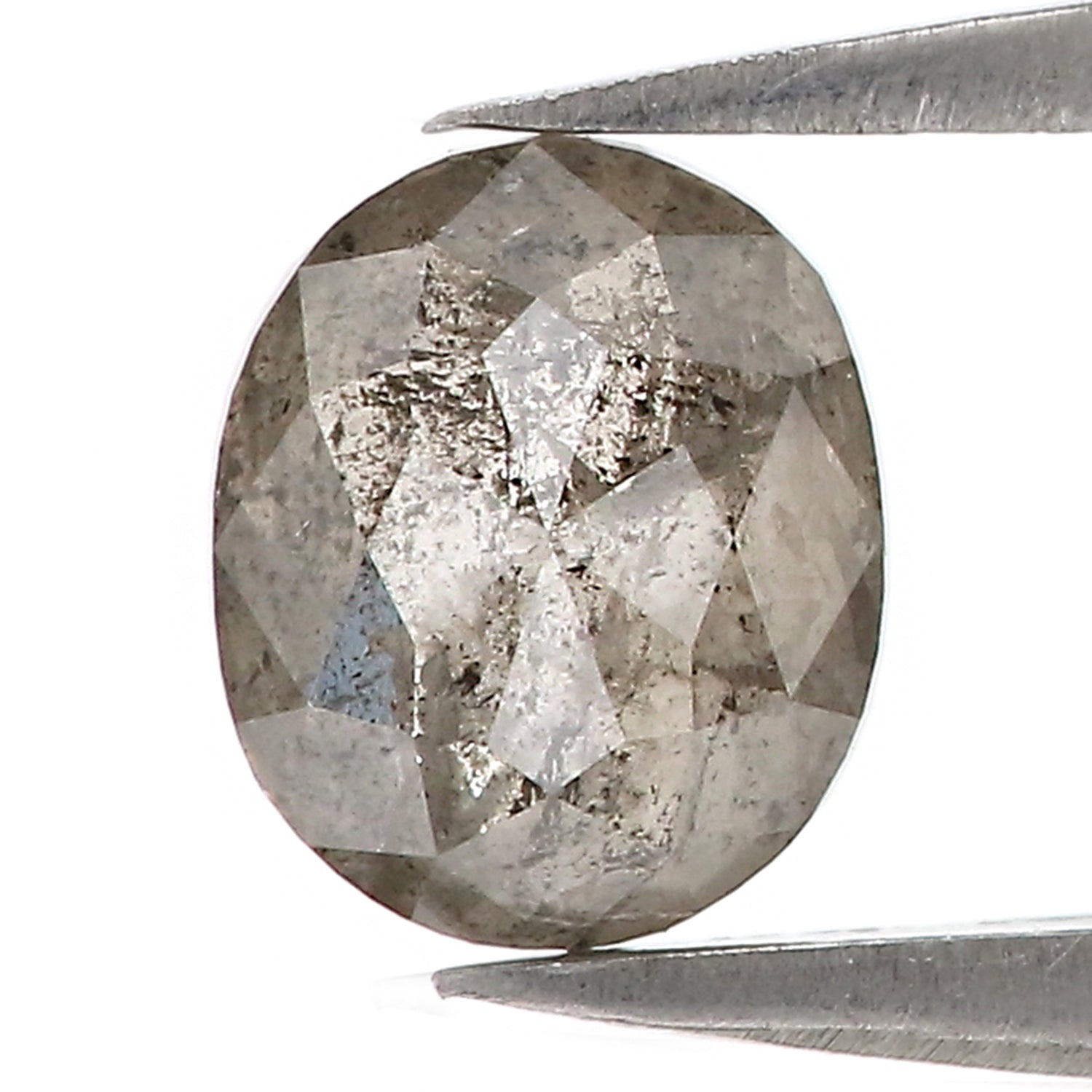 1.17 CT Natural Loose Oval Shape Diamond Salt And Pepper Oval Rose Cut Diamond 6.70 MM Black Grey Color Oval Shape Rose Cut Diamond QL8693