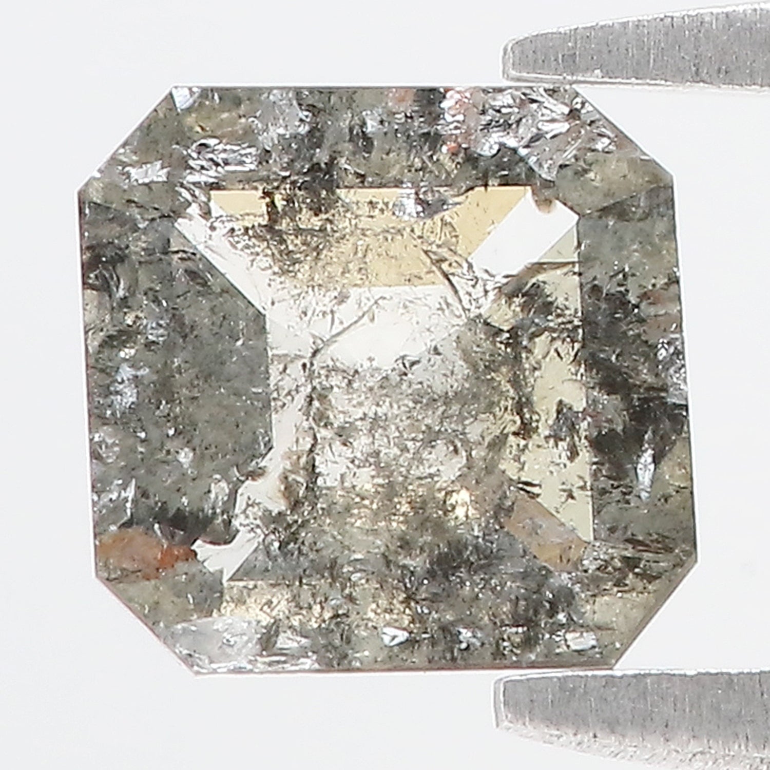 0.60 CT Natural Loose Radiant Shape Diamond Salt And Pepper Radiant Cut Diamond 6.00 MM Natural Black Grey Radiant Rose Cut Diamond LQ7457