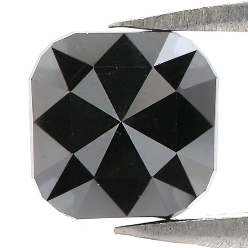 1.03 CT Natural Loose Cushion Shape Diamond Black Color Cushion Diamond 5.85 MM Natural Diamond Black Color Cushion Rose Cut Diamond QN2518