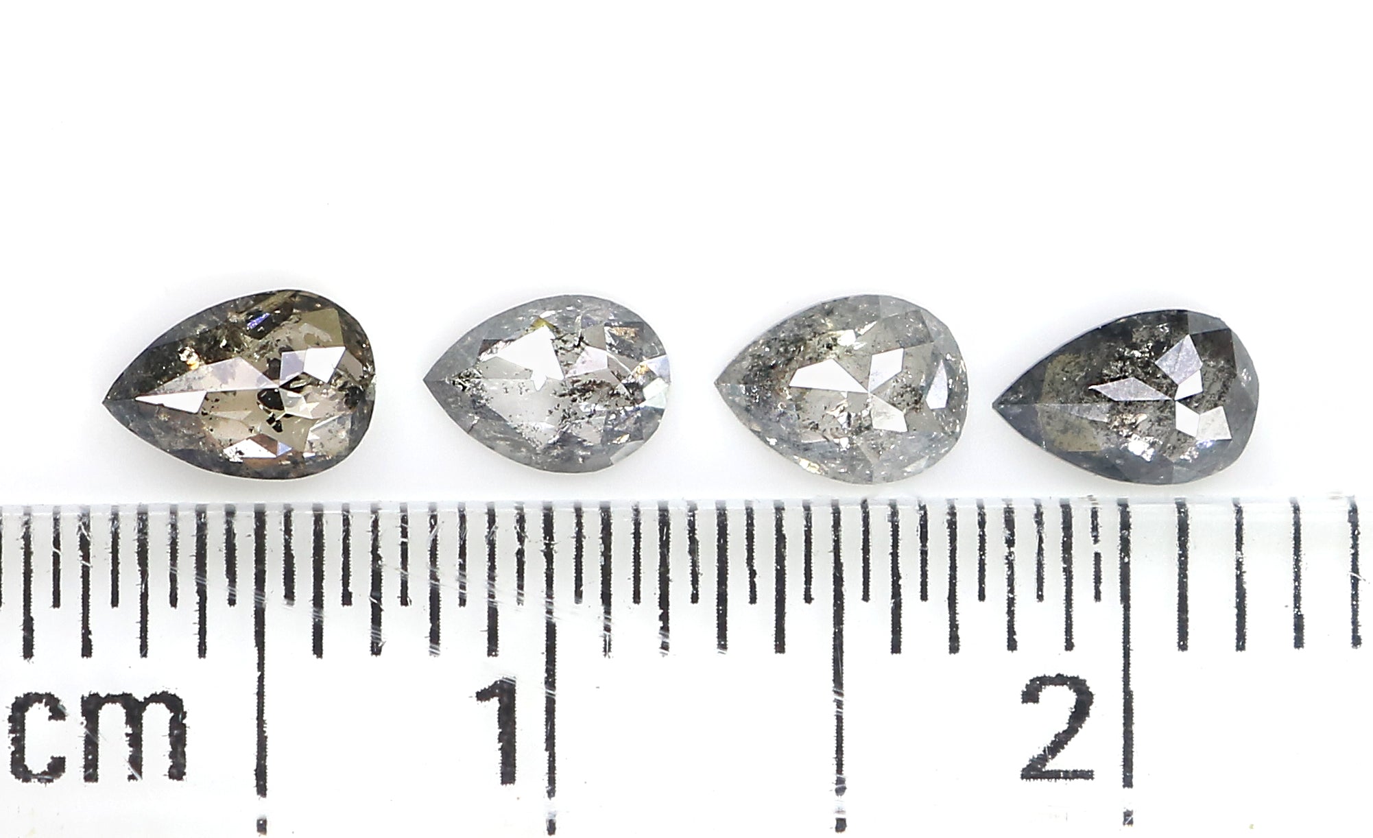 0.63 CT Natural Loose Pear Shape Diamond Salt And Pepper Pear Diamond 4.70 MM Natural Loose Black Grey Color Pear Rose Cut Diamond LQ2893