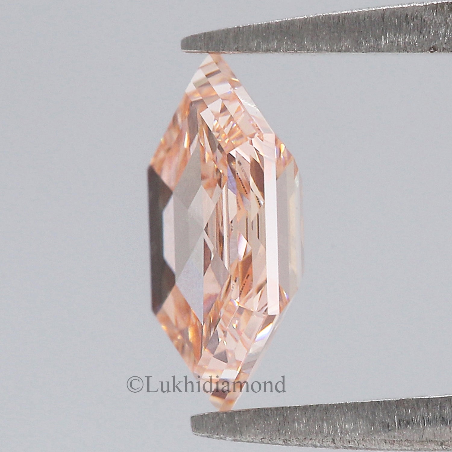 2.08 CT IGI Certified Hexagonal Step Cut Diamond Fancy Intense Pink Color VS1 Clarity Lab Grown Diamond Lab Created Hexagon Diamond L3332