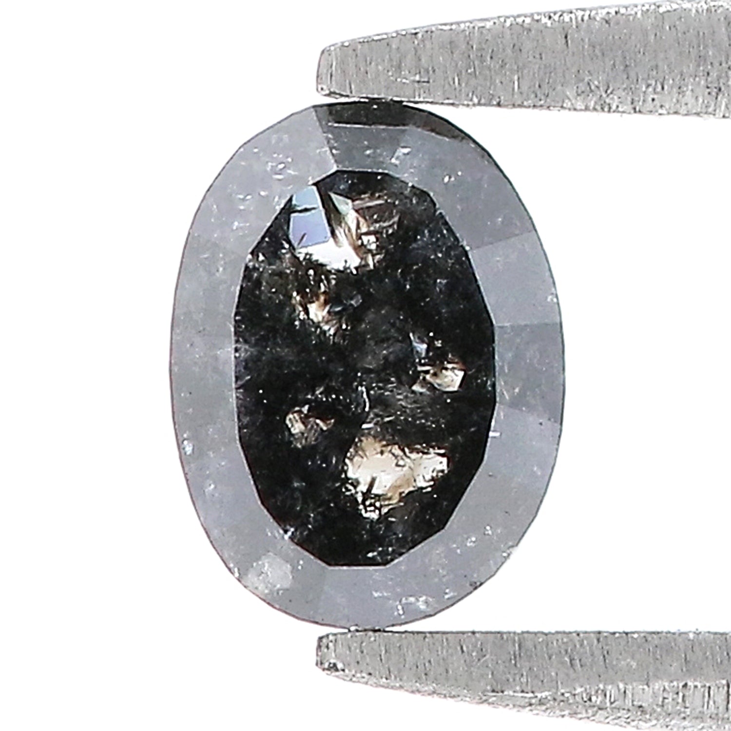 0.51 CT Natural Loose Oval Shape Diamond Salt And Pepper Oval Rose Cut Diamond 5.60 MM Black Grey Color Oval Shape Rose Cut Diamond QK2334