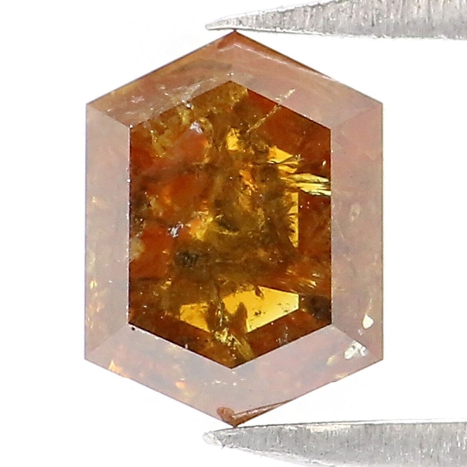 0.67 CT Natural Loose Hexagon Shape Diamond Brown Color Hexagon Cut Diamond 5.90 MM Natural Loose Diamond Hexagon Rose Cut Diamond NQ981