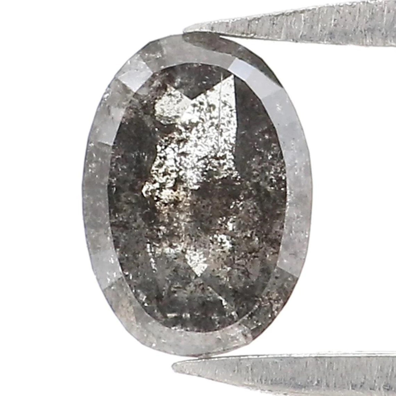 0.35 CT Natural Loose Oval Shape Diamond Salt And Pepper Oval Diamond 5.40 MM Natural Loose Black Grey Color Oval Rose Cut Diamond NQ2151