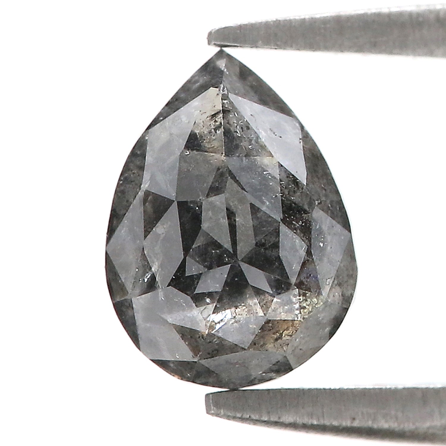 1.47 CT Natural Loose Pear Shape Diamond Salt And Pepper Pear Rose Cut Diamond 8.05 MM Natural Black Grey Color Pear Shape Diamond QL1561