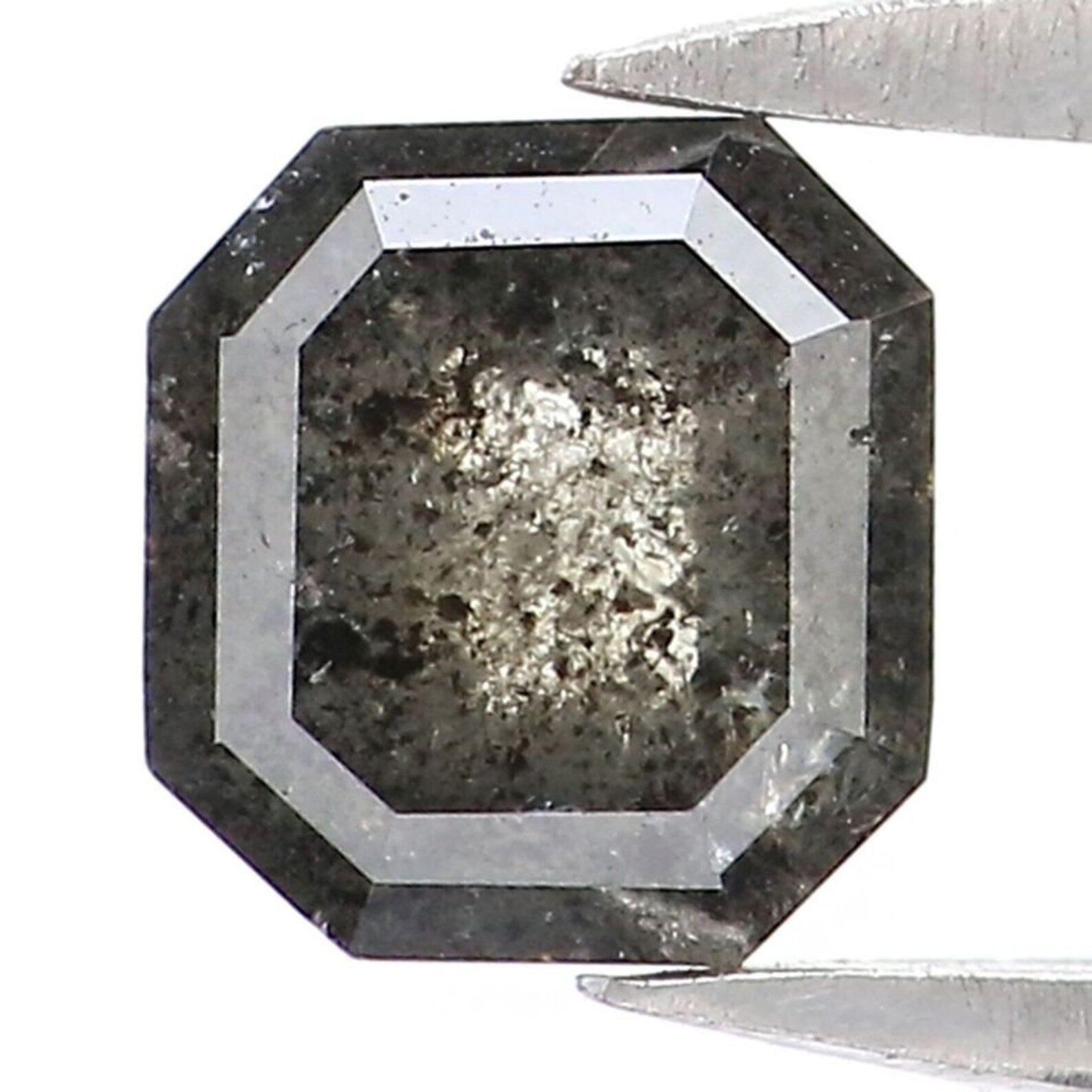 0.78 CT Natural Loose Radiant Shape Diamond Salt And Pepper Radiant Cut Diamond 5.15 MM Black Grey Color Radiant Rose Cut Diamond NQ9270