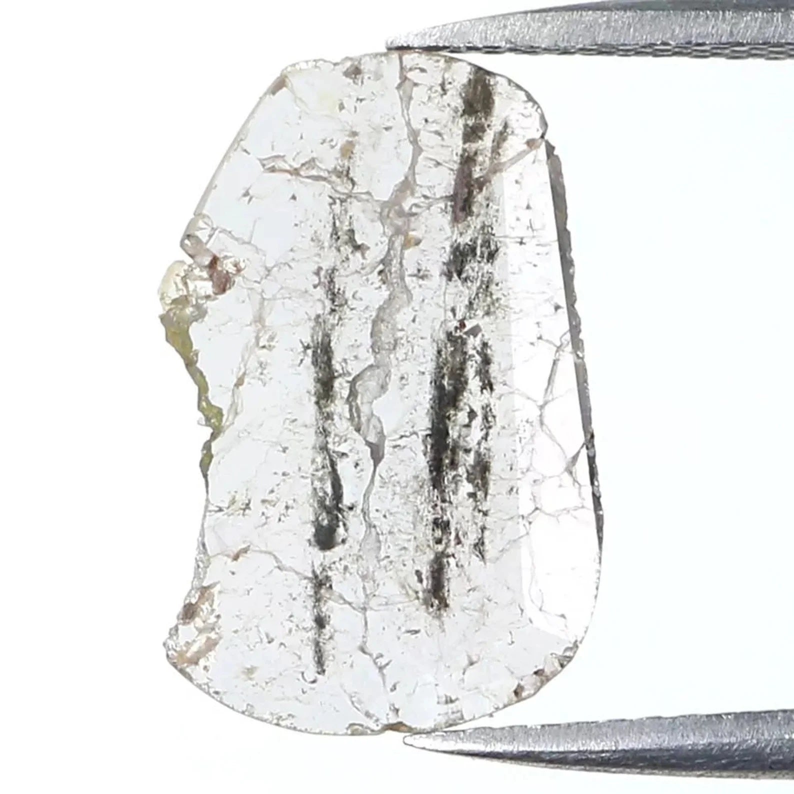 0.88 Ct Natural Loose Slice Shape Diamond Salt And Pepper Slice Diamond 14.10 MM Natural Diamond Black Grey Color Slice Cut Diamond NQ610