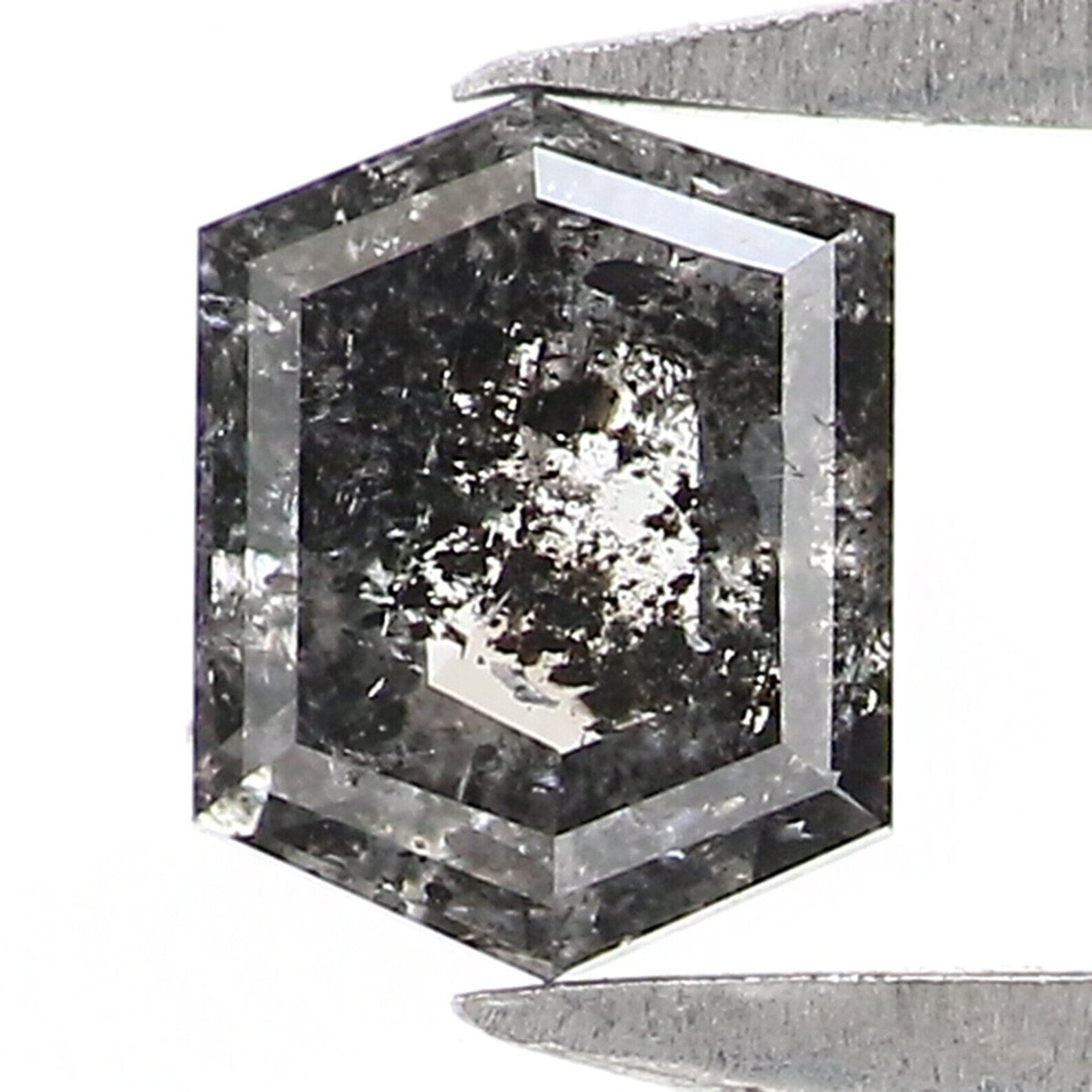 0.31 CT Natural Loose Hexagon Shape Diamond Salt And Pepper Hexagon Diamond 4.60 MM Black Gray Color Hexagon Shape Rose Cut Diamond NQ2176