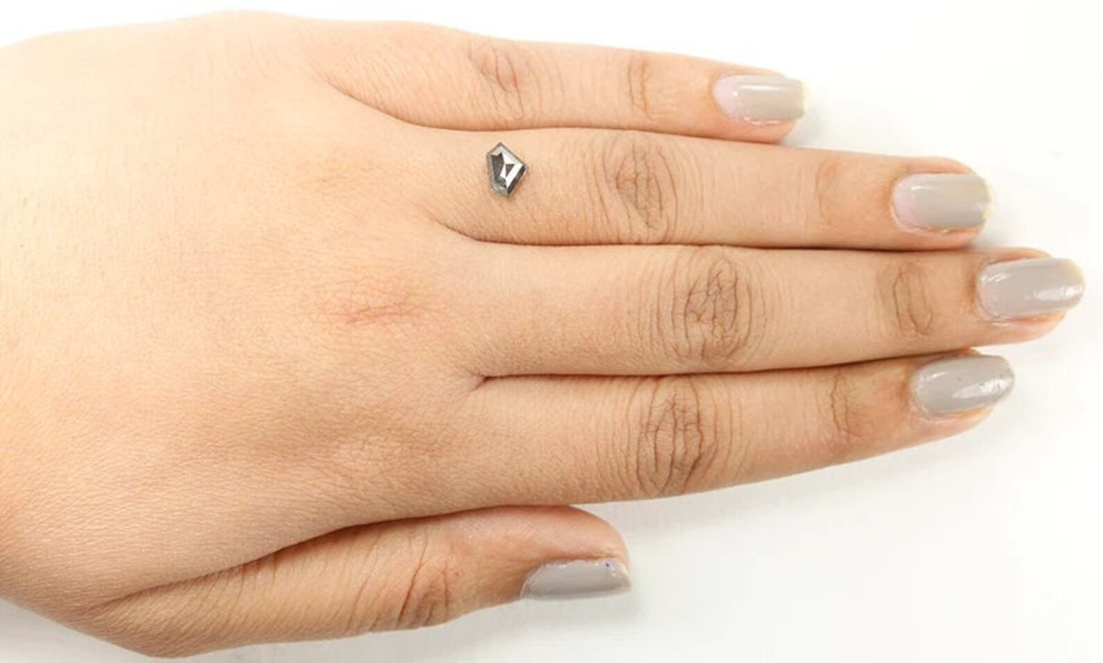 0.84 Ct Natural Loose Shield Cut Diamond Salt And Pepper Shield Diamond 5.20 MM Natural Loose Black Grey Color Shield Rose Cut Diamond QN943
