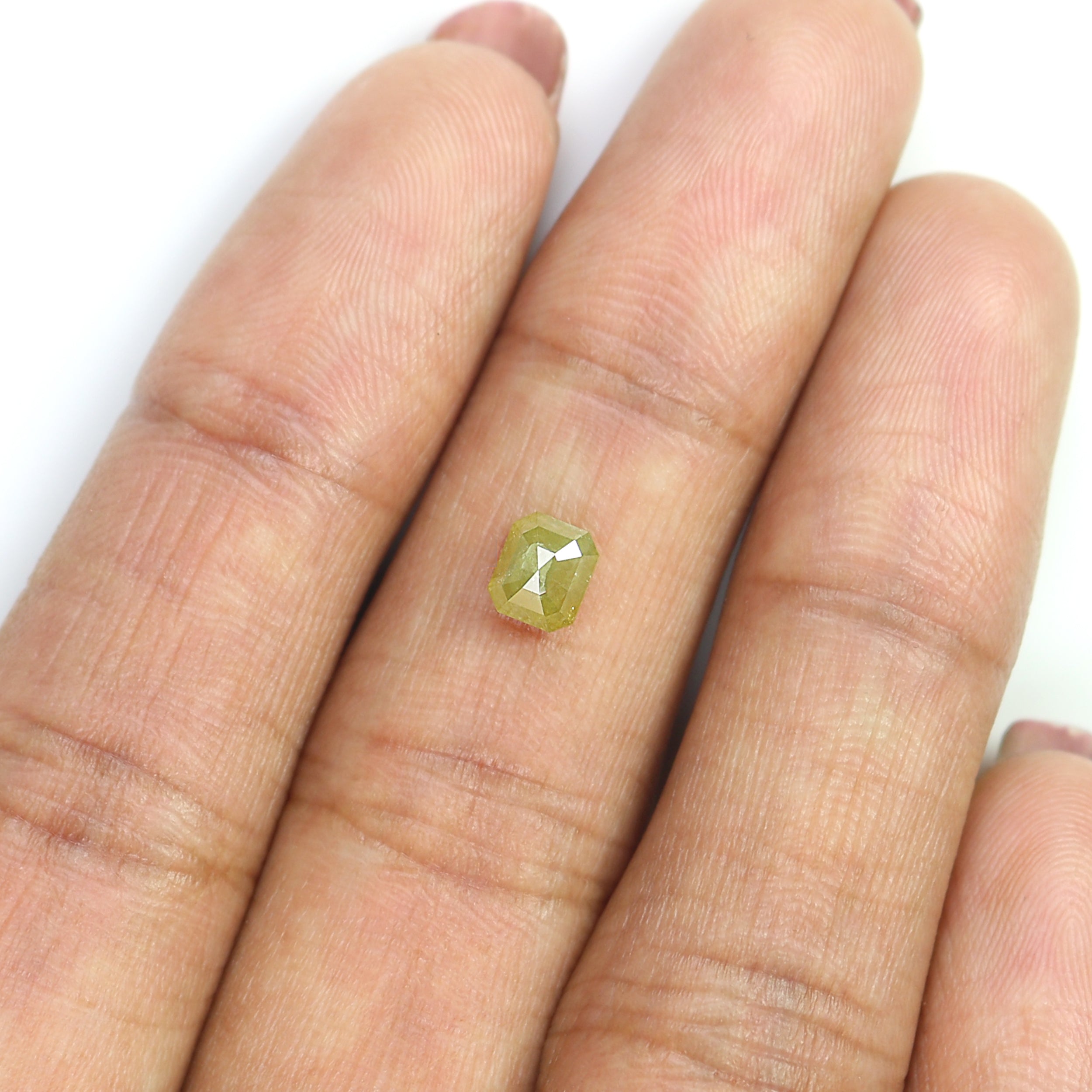 0.73 Ct Natural Loose Emerald Shape Diamond Yellow Color Emerald Diamond 5.05 MM Natural Loose Yellow Color Emerald Rose Cut Diamond N2651