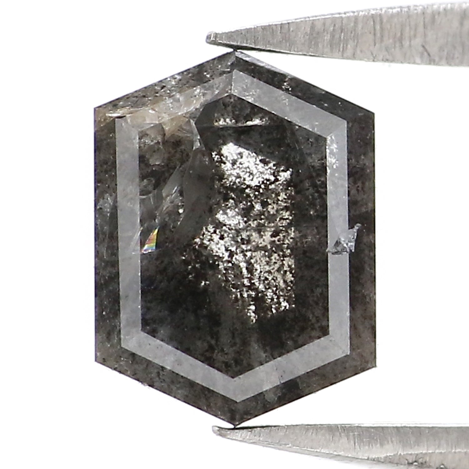 1.07 CT Natural Loose Hexagon Cut Diamond Salt And Pepper Hexagon Diamond 7.05 MM Natural Loose Black Grey Color Hexagon Cut Diamond LQ2950