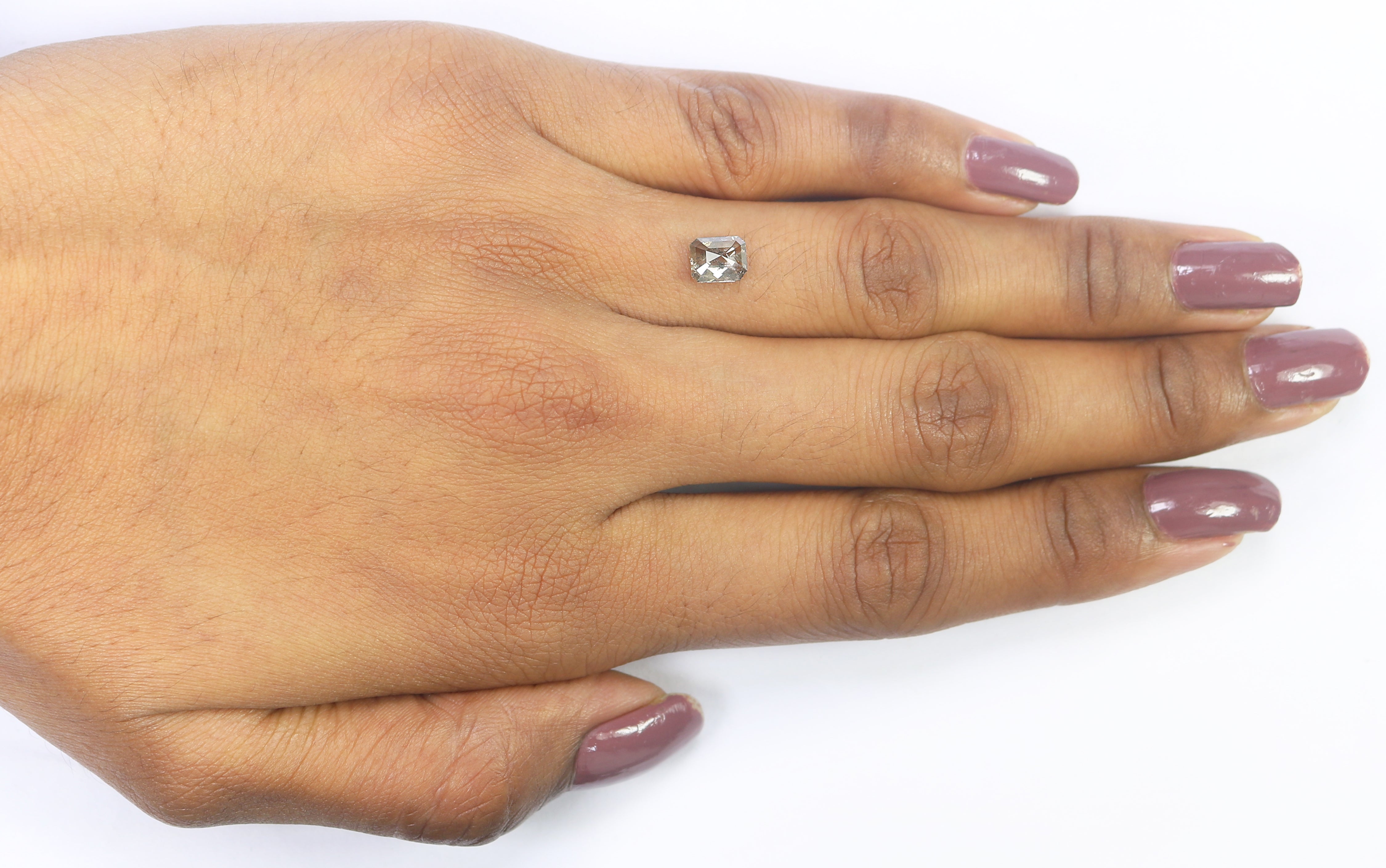 0.86 CT Natural Loose Emerald Shape Diamond Salt And Pepper Emerald Shape Diamond 6.10 MM Black Grey Color Emerald Rose Cut Diamond QL9563