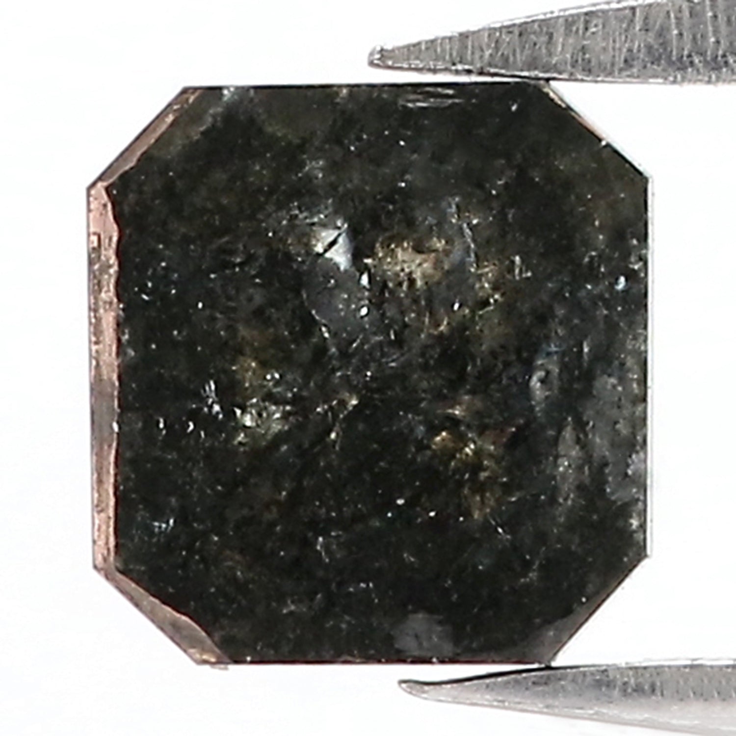 1.04 CT Natural Loose Emerald Shape Diamond Salt And Pepper Emerald Shape Diamond 5.85 MM Black Grey Color Emerald Rose Cut Diamond QK1942