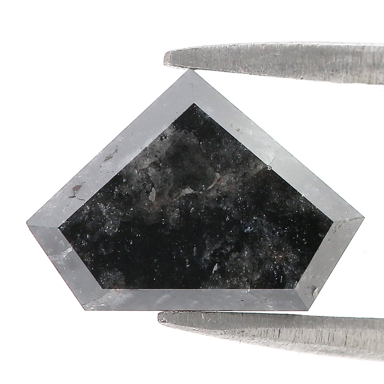 2.90 CT Natural Loose Shield Shape Diamond Salt And Pepper Shield Diamond 8.60 MM Natural Loose Black Color Shield Rose Cut Diamond QL1035