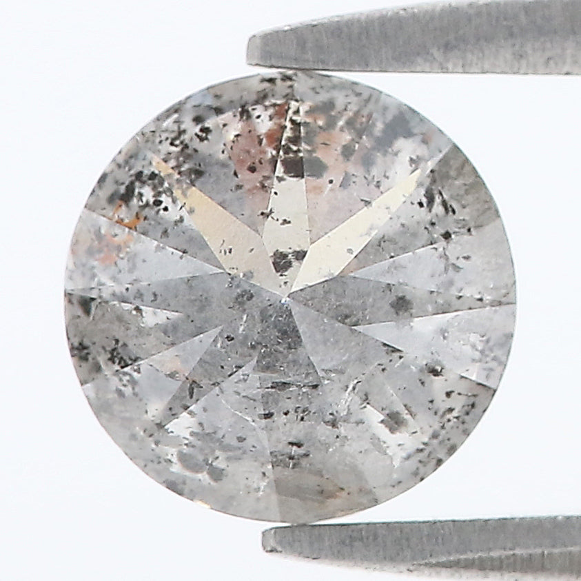 1.53 CT Natural Loose Round Shape Diamond Salt And Pepper Round Diamond 7.05 MM Natural Black Gray Color Round Brilliant Cut Diamond L3462