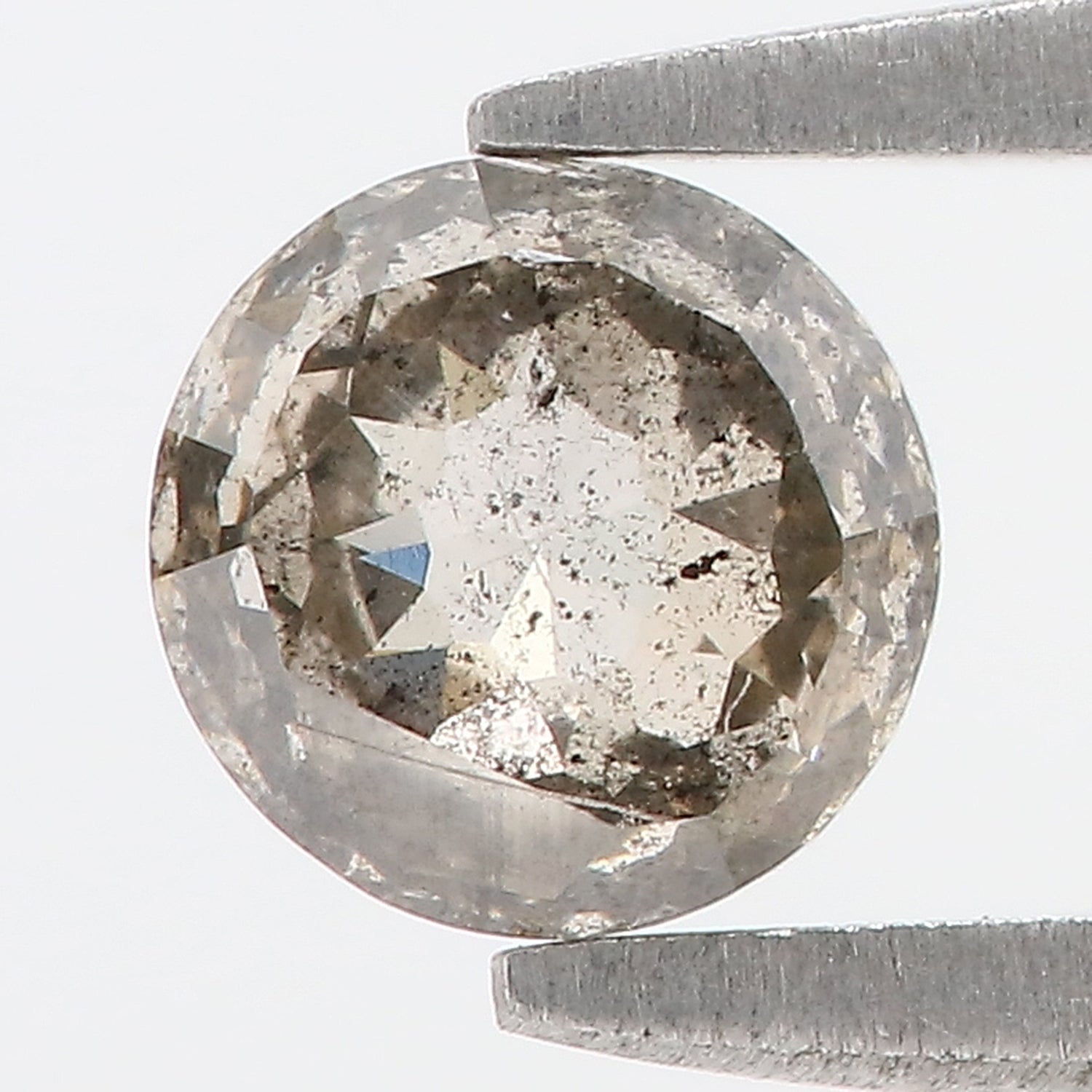 0.66 Ct Natural Loose Round Rose Cut Diamond Salt And Pepper Round Shape Diamond 5.20 MM Natural Black Grey Round Rose Cut Diamond LQ9291