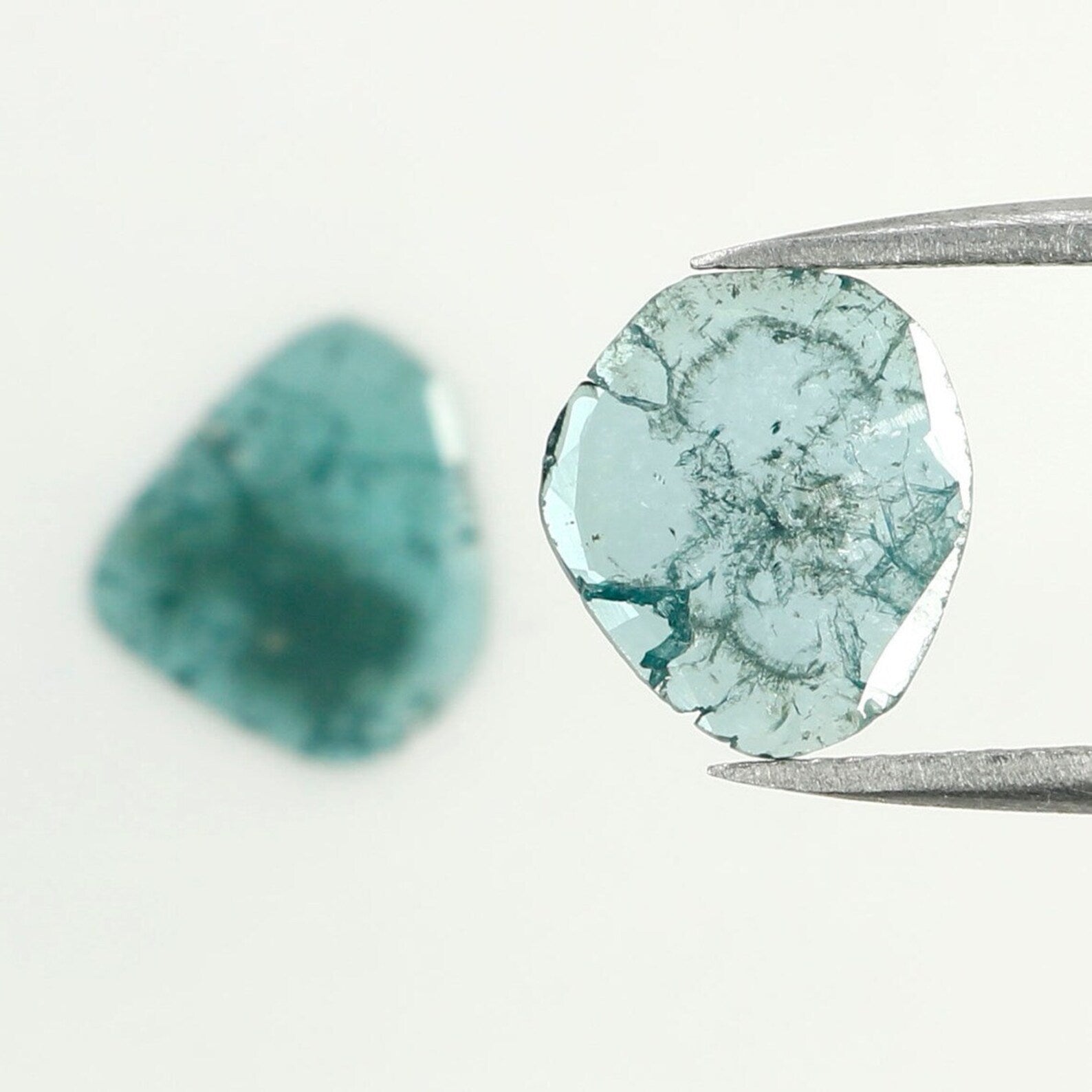 1.25 CT Natural Loose Slice Cut Diamond Blue Color Slice Diamond 10.00 MM Natural Loose Diamond Blue Color Slice Cut Diamond NQ1267