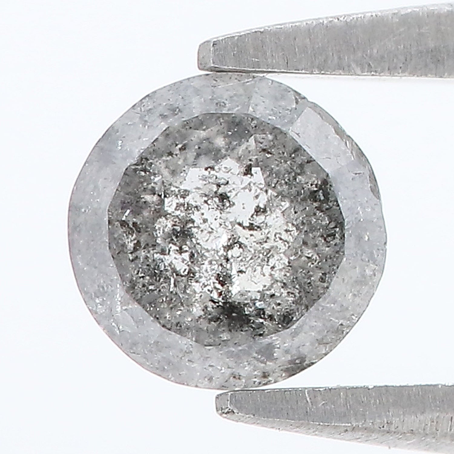 0.78 CT Natural Loose Round Rose Cut Diamond Salt And Pepper Round Shape Diamond 5.55 MM Natural Black Grey Round Rose Cut Diamond LQ2394