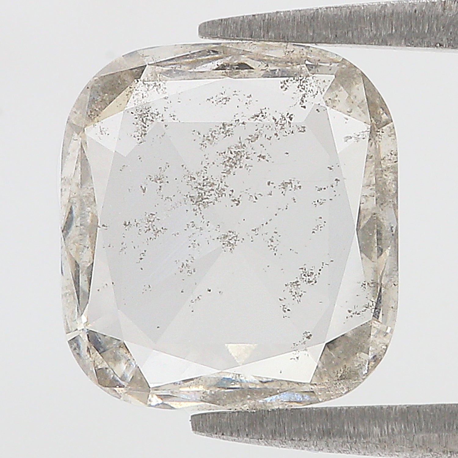 1.93 CT Cushion Rose Cut Salt And Pepper Lab Grown 10.30 MM Loose Diamond CVD Fancy Black Grey Color Lab Created Antique Cut Diamonds KDL3517
