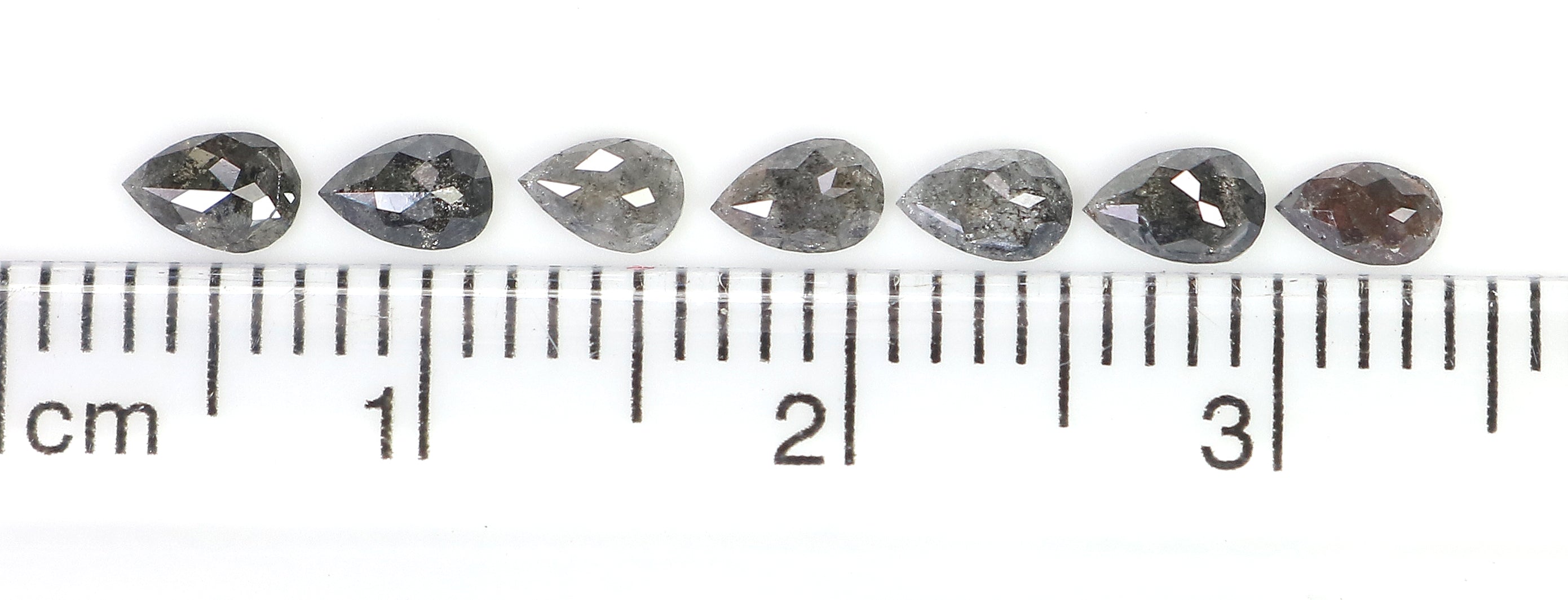 0.94 CT Natural Loose Pear Shape Diamond Salt And Pepper Pear Diamond 4.30 MM Natural Loose Black Grey Color Pear Rose Cut Diamond LQ2734