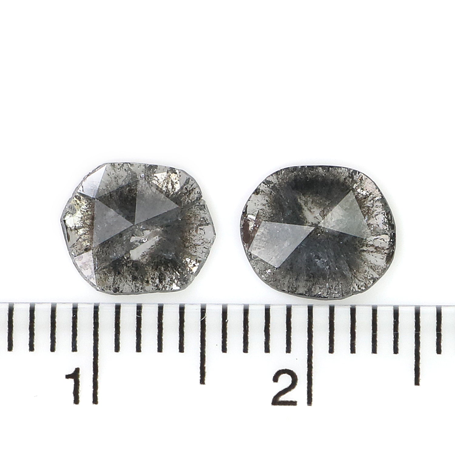 0.79 CT Natural Loose Slice Shape Diamond Salt And Pepper Slice Uncut Diamond 7.35 MM Natural Black Grey Diamond Irregular Cut Diamond L3586