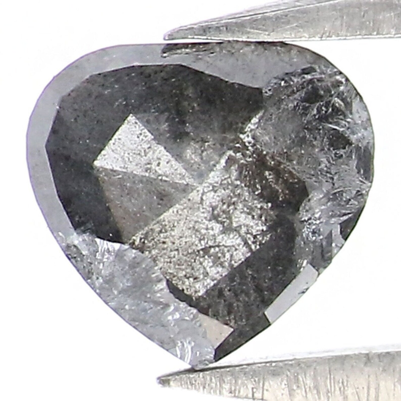 0.57 CT Natural Loose Heart Shape Diamond Salt And Pepper Heart Diamond Diamond 5.40 MM Black Grey Color Heart Shape Rose Cut Diamond NQ9458