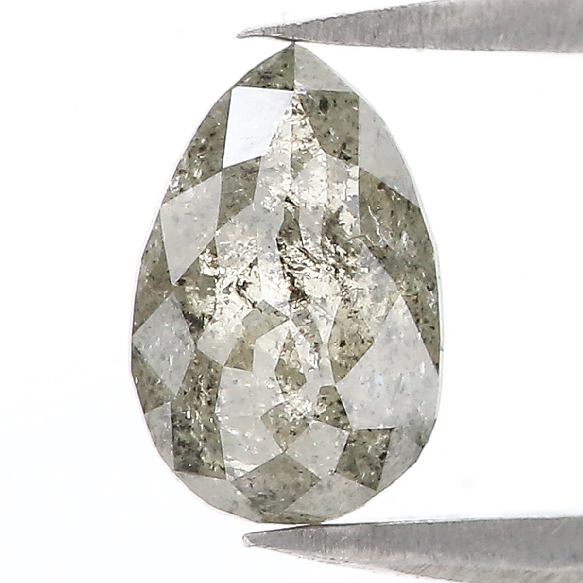 1.13 CT Natural Loose Pear Shape Diamond Salt And Pepper Pear Rose Cut Diamond 8.30 MM Black Grey Color Pear Shape Rose Cut Diamond QL3024