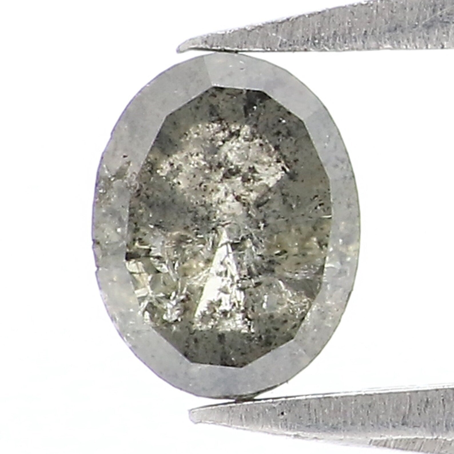Natural Loose Oval Diamond, Salt And Pepper Oval Diamond, Natural Loose Diamond, Oval Rose Cut Diamond, 0.40 CT Oval Shape Diamond N9254