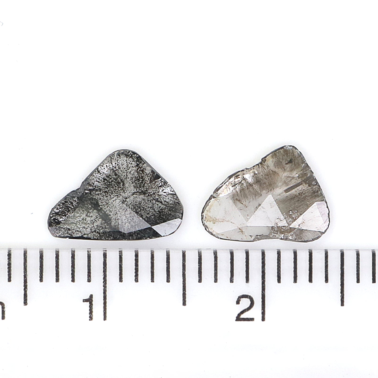 0.85 CT Natural Loose Slice Shape Diamond Salt And Pepper Slice Uncut Diamond 8.65 MM Natural Black Grey Diamond Irregular Cut Diamond L3546