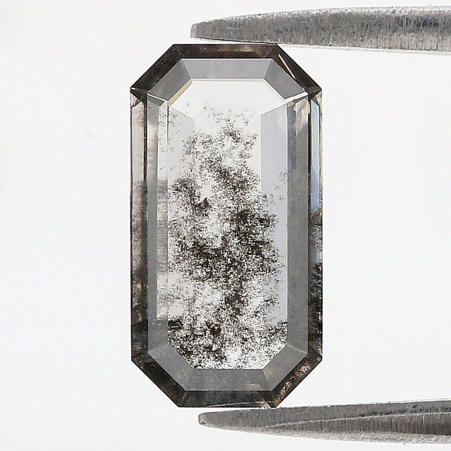 2.23 CT Emerald Rose Cut Salt And Pepper Lab Grown 12.90 MM Loose Diamond CVD Fancy Black Grey Color Lab Created Antique Cut Diamonds L3521