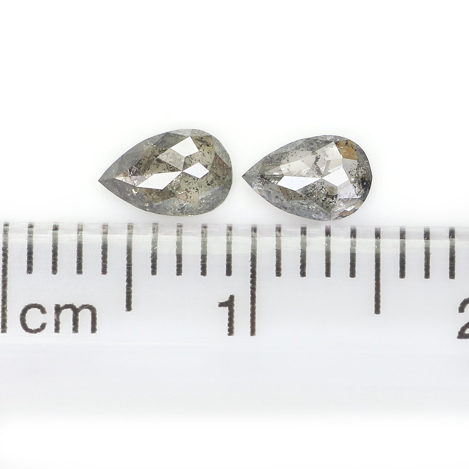 0.50 CT Natural Loose Pear Cut Pair Diamond Salt And Pepper Pear Shape Diamond 5.45 MM Natural Black Grey Color Pear Rose Cut Diamond N2277