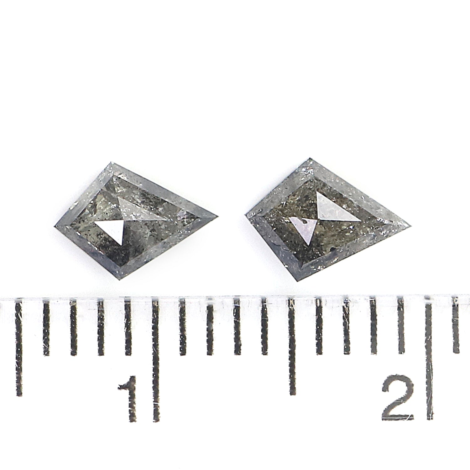 0.67 CT Natural Loose Kite Cut Pair Diamond Salt And Pepper Kite Shape Diamond 6.20 MM Natural Black Grey Color Kite Rose Cut Diamond LQ2736