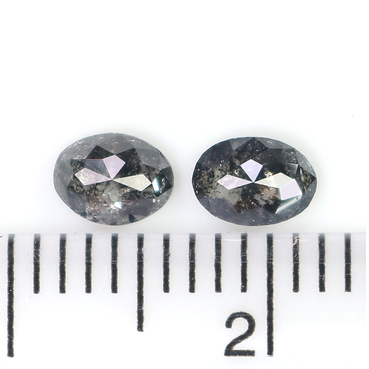 0.49 CT Natural Loose Oval Cut Pair Diamond Salt And Pepper Oval Shape Diamond 4.85 MM Natural Black Grey Color Oval Rose Cut Diamond L2772