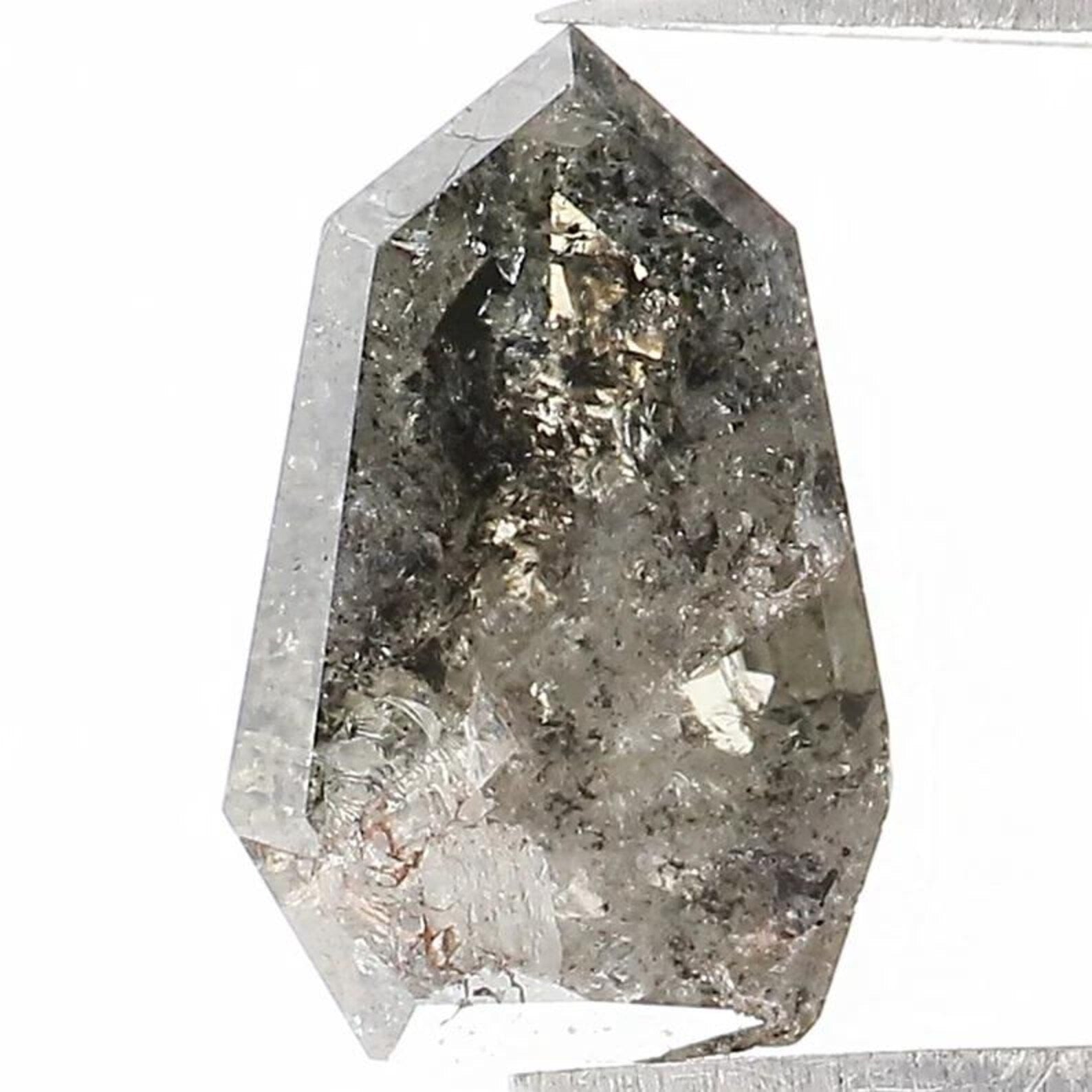 1.15 CT Natural Loose Shield Shape Diamond Salt And Pepper Shield Diamond 8.50 MM Natural Black Grey Color Shield Rose Cut Diamond NQ1586