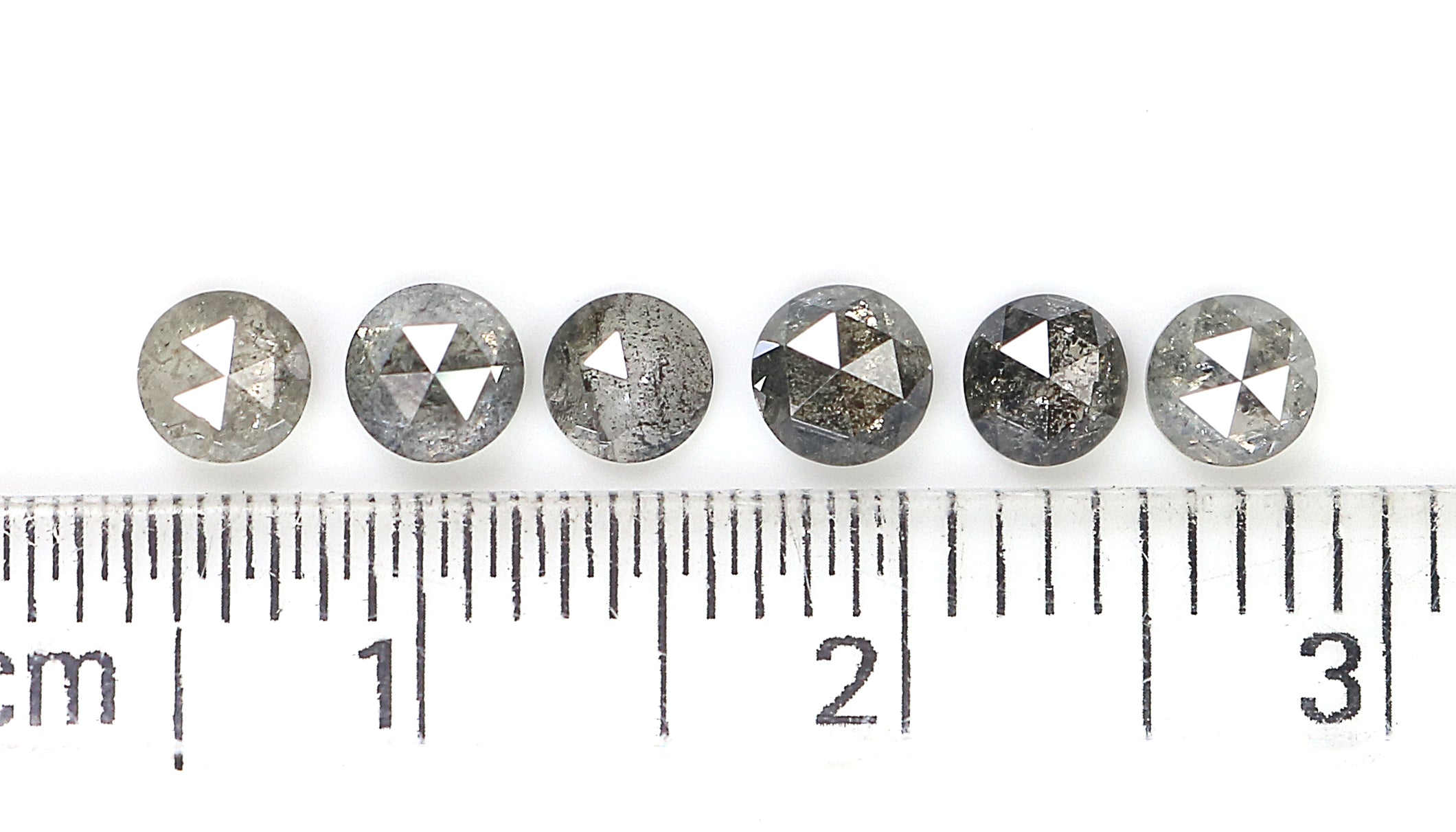 1.28 Ct Natural Loose Round Rose Cut Diamond Salt And Pepper Round Diamond 3.50 MM Natural Black Grey Color Round Rose Cut Diamond KQ2395