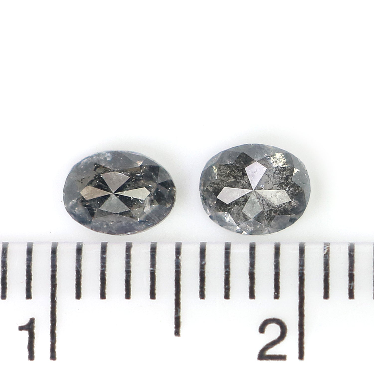 0.64 CT Natural Loose Oval Cut Pair Diamond Salt And Pepper Oval Shape Diamond 4.50 MM Natural Black Grey Color Oval Rose Cut Diamond L502