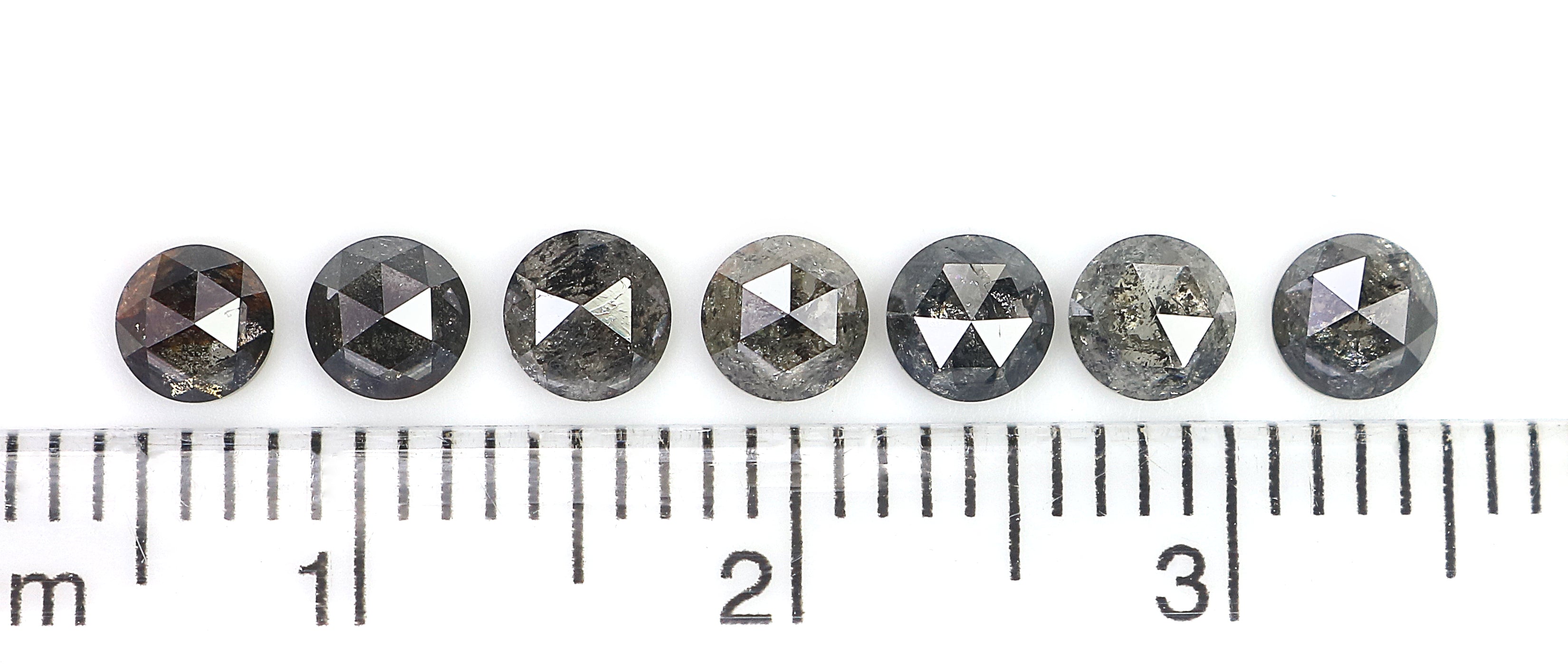 1.86 Ct Natural Loose Round Rose Cut Diamond Salt And Pepper Round Shape Diamond 3.65 MM Natural Black Grey Round Rose Cut Diamond LQ2383