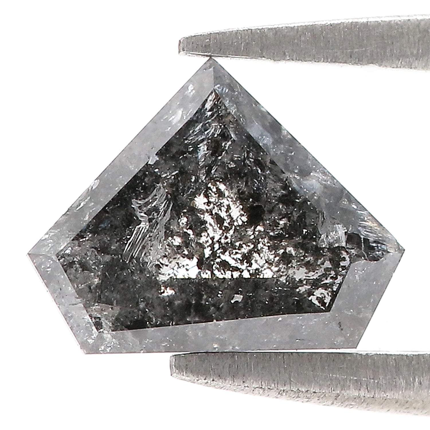 1.27 CT Natural Loose Shield Cut Diamond Black Grey Color Diamond 6.90 MM Natural Loose Diamond Salt And Pepper Shield Shape Diamond QL9278