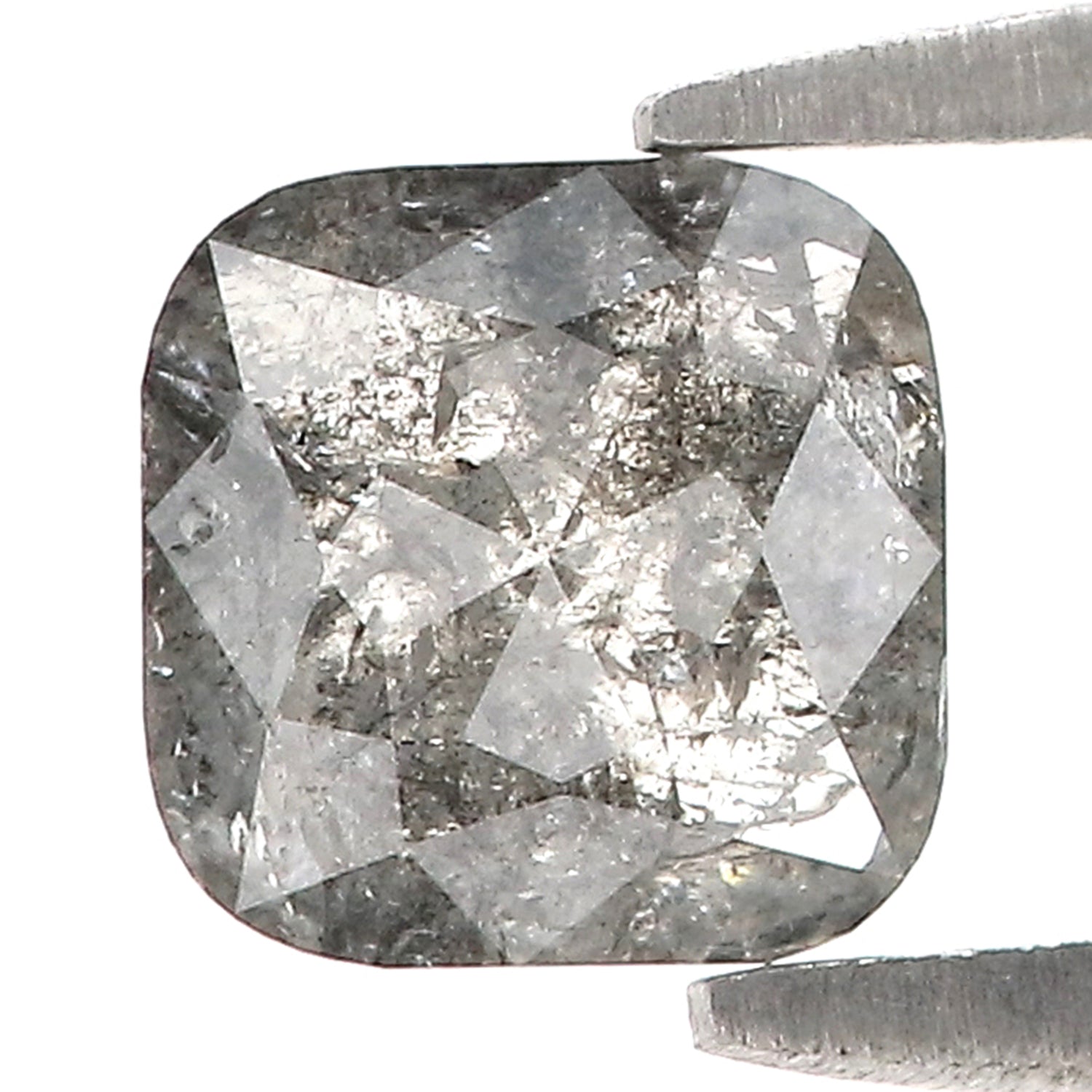 1.02 CT Natural Loose Cushion Shape Diamond Salt And Pepper Cushion Shape Diamond 5.65 MM Black Grey Color Cushion Rose Cut Diamond LQ1219