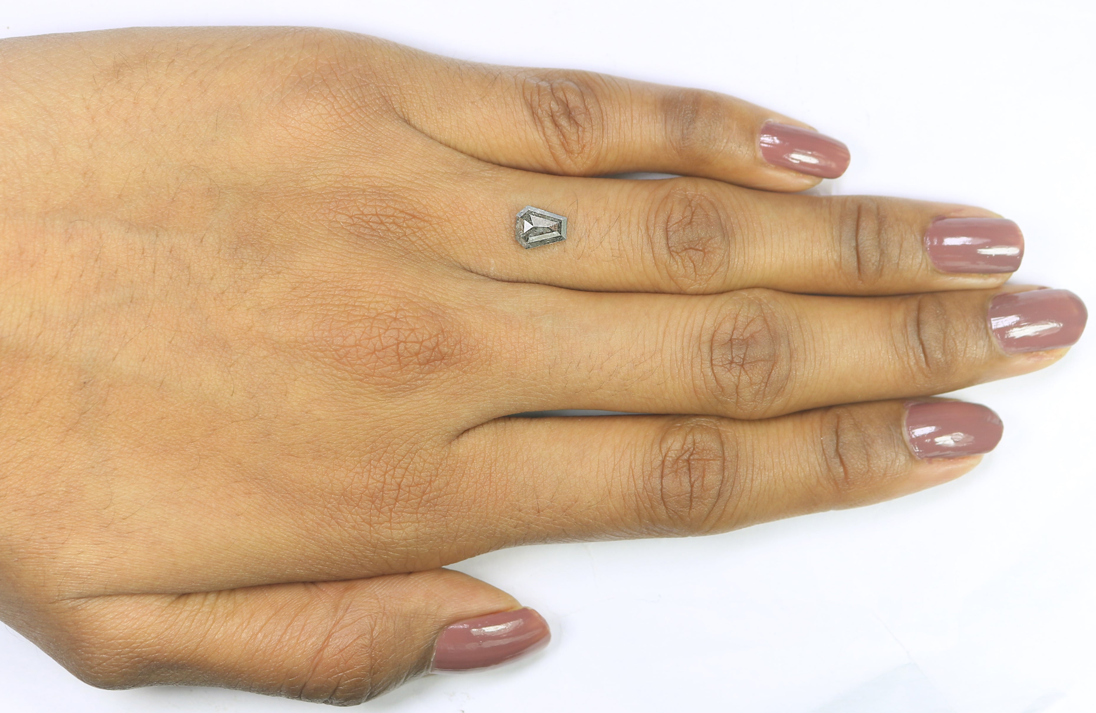 Natural Coffin Salt and Pepper Diamond 0.97 CT Loose Rose Cut Black Grey Color Stone 6.70 MM Rustic Diamond For Custom Engagement Ring L3677