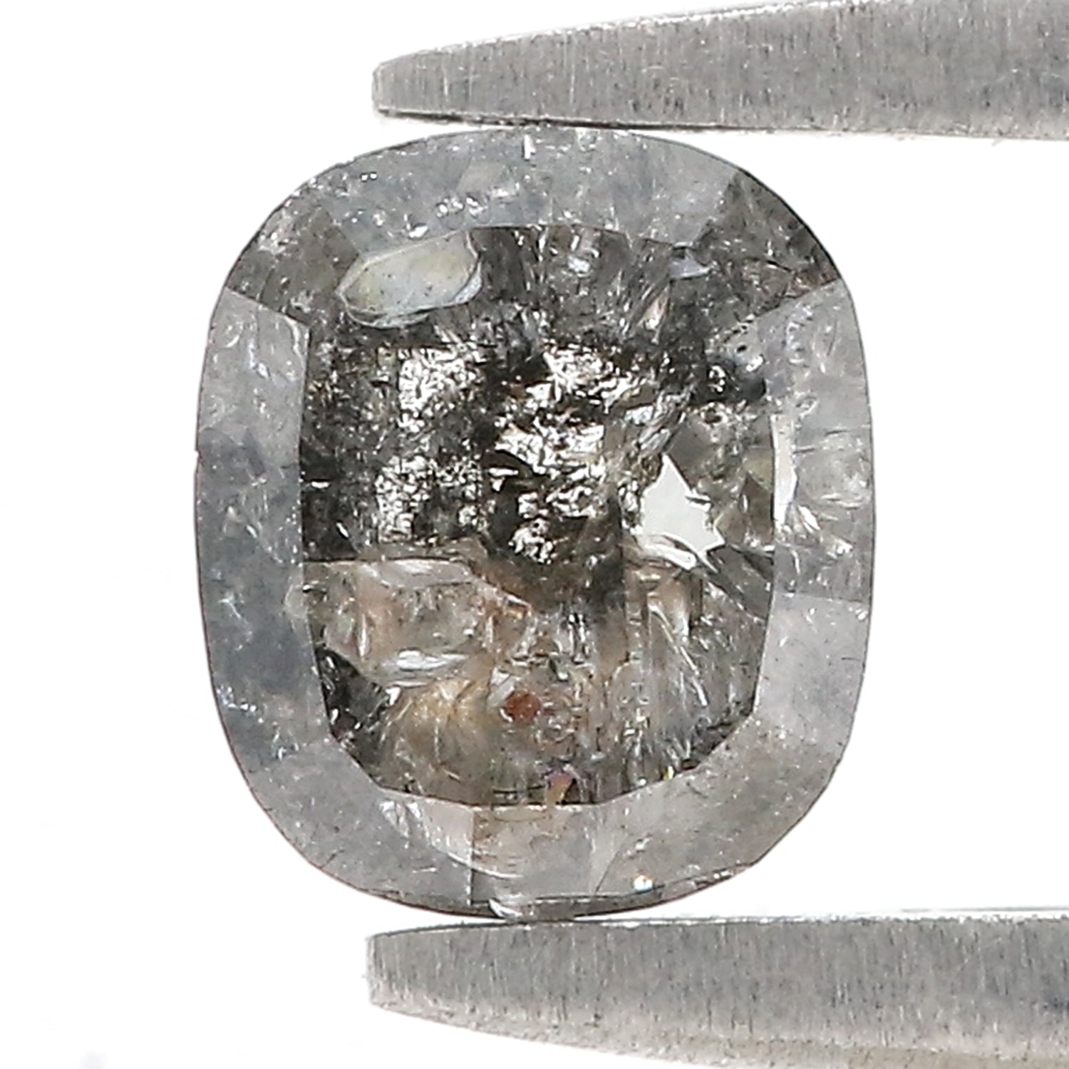 0.78 CT Natural Loose Cushion Shape Diamond Salt And Pepper Cushion Cut Diamond 5.70 MM Natural Black Grey Cushion Rose Cut Diamond L3601