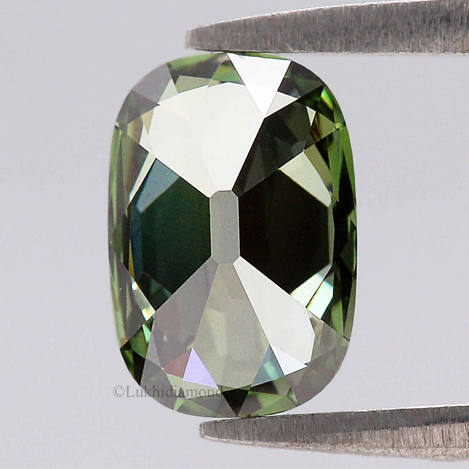1.75 CT IGI Certified Cushion Old European Cut Diamond Fancy Vivid Green Color VS1 Clarity Lab Grown Diamond Lab Created Lab Diamond L3573